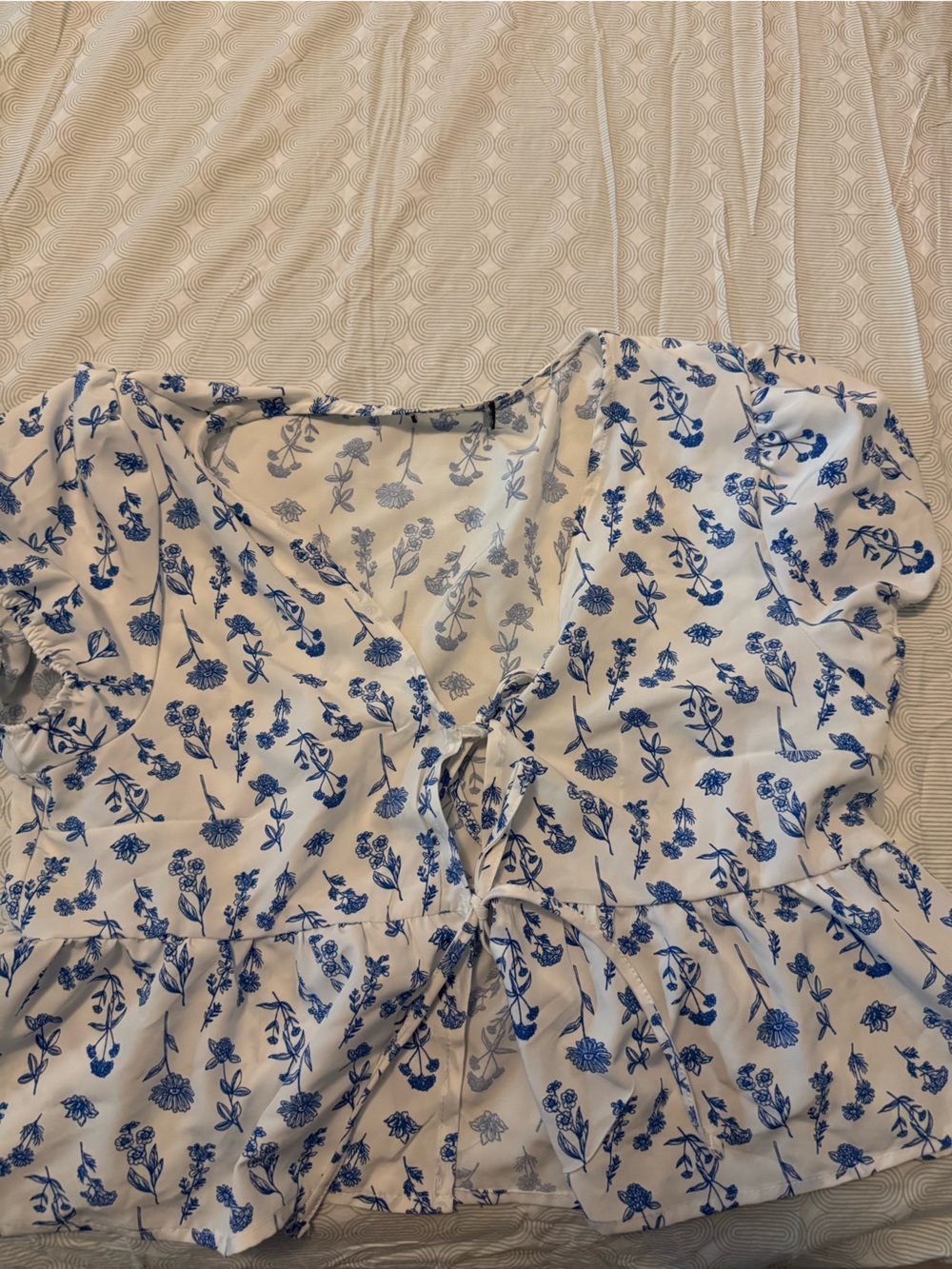White with Blue Floral Print shirt